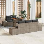 vidaXL Trädgårdsmöbelset med kudde 6 pcs Grå, Brun 100 x 55 x 73 cm