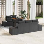 vidaXL Trädgårdsmöbelset 6 pcs Svart och Brunt 100 x 55 x 73 cm