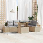 vidaXL Trädgårdsmöbelset 6 pcs Beige och Grå 100 x 55 x 73 cm