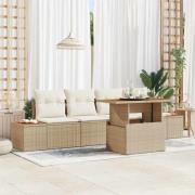 vidaXL Trädgårdsmöbelset 5 pcs Beige och gräddfärgad 100 x 55 x 73 cm