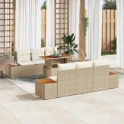 vidaXL Trädgårdsmöbelset 7 pcs Beige och gräddfärgad 100 x 55 x 73 cm