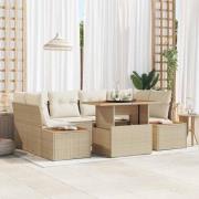 vidaXL Trädgårdsmöbelset 7 pcs Beige och gräddfärgad 100 x 55 x 73 cm