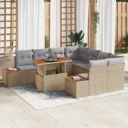 vidaXL Trädgårdsmöbelset med kudde 9 pcs Beige, grå 100 x 55 x 73 cm