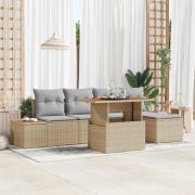 vidaXL Trädgårdsmöbelset med kudde 6 pcs Beige, grå