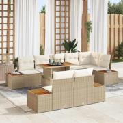 vidaXL Trädgårdsmöbelset med kudde 9 pcs Beige, Kräm 100 x 55 x 73 cm
