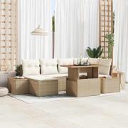 vidaXL Trädgårdsmöbelset med kudde 7 pcs Beige, Kräm