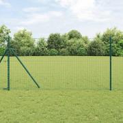 vidaXL Staket med stolpar Grön 1.4 x 10 m Stål
