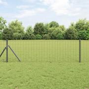 vidaXL Staket med stolpar Grå 0.4 x 10 m Stål