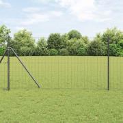 vidaXL Staket med stolpar Grå 1.4 x 10 m Stål