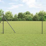 vidaXL Staket med stolpar Grå 1.2 x 25 m Stål