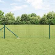 vidaXL Staket med stolpar Grön 0.6 x 25 m Stål