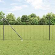 vidaXL Stängsel med stolpe Grå 1,2 x 10 m Stål och PVC