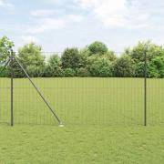 vidaXL Staket med stolpar Grå 1.6 x 10 m Stål