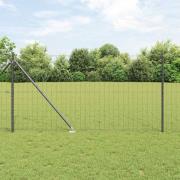 vidaXL Stängsel med stolpe Grå 1 x 25 m Stål och PVC