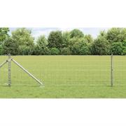 vidaXL Staket med stolpar Silver 0.8 x 25 m Stål