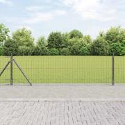 vidaXL Staket med stolpar Grå 0.4 x 50 m Stål