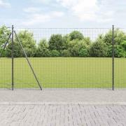 vidaXL Staket med stolpar Grå 1.6 x 10 m Stål