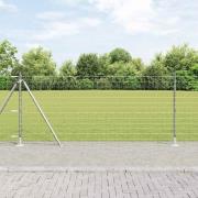 vidaXL Staket med stolpar Silver 0.8 x 10 m Stål