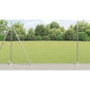 vidaXL Staket med stolpar Silver 1.6 x 10 m Stål
