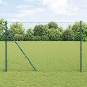 vidaXL Kedjestängsel med stolpar Grön 1.6 x 10 m Stål