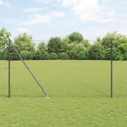 vidaXL Kedjestängsel med stolpar Grå 1.6 x 10 m Stål