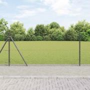 vidaXL Kedjestängsel med stolpar Grå 1 x 10 m Stål