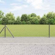 vidaXL Kedjestängsel med stolpar Grå 0.6 x 10 m Stål