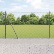 vidaXL Kedjestängsel med stolpar Grå 1.5 x 10 m Stål