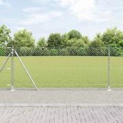 vidaXL Kedjestängsel med stolpar Silver 0.8 x 25 m Stål