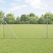 vidaXL Staket med stolpar Silver 1 x 10 m Stål