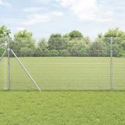vidaXL Staket med stolpar Silver 1.4 x 10 m Stål