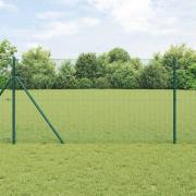 vidaXL Staket med stolpar Grön 1.4 x 25 m Stål