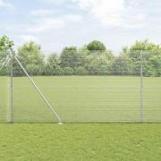 vidaXL Staket med stolpar Silver 1.5 x 25 m Stål