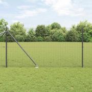 vidaXL Staket med stolpar Grå 1.4 x 10 m Stål