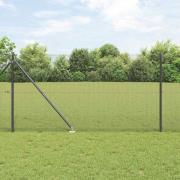 vidaXL Staket med stolpar Grå 1.4 x 25 m Stål