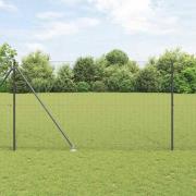 vidaXL Staket med stolpar Grå 1.6 x 25 m Stål