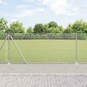 vidaXL Staket med stolpar Silver 1 x 50 m Stål