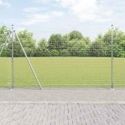 vidaXL Staket med stolpar Silver 1.5 x 50 m Stål