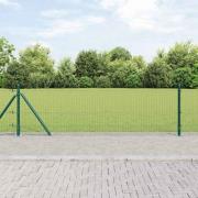vidaXL Staket med stolpar Grön 0.5 x 10 m Stål