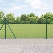 vidaXL Staket med stolpar Grön 1 x 25 m Stål