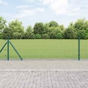 vidaXL Staket med stolpar Grön 0.6 x 100 m Stål