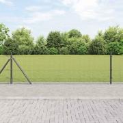 vidaXL Staket med stolpar Grå 0.5 x 10 m Stål