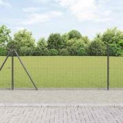 vidaXL Staket med stolpar Grå 0.8 x 25 m Stål