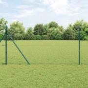 vidaXL Staket med stolpar Grön 1.2 x 10 m PVC-belagd stål