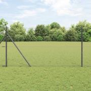 vidaXL Staket med stolpar Grå 1 x 25 m PVC-belagd stål