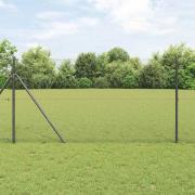 vidaXL Staket med stolpar Grå 1.4 x 25 m PVC-belagd stål