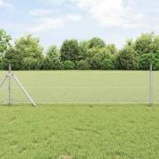 vidaXL Staket med stolpar Silver 0.4 x 25 m PVC-belagd stål