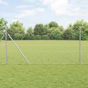 vidaXL Staket med stolpar Silver 1.4 x 25 m PVC-belagd stål