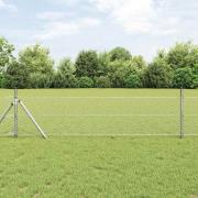 vidaXL Staket med stolpar Silver 0.6 x 100 m PVC-belagd stål