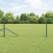 vidaXL Staket med stolpar Grön 0.4 x 10 m PVC-belagd stål